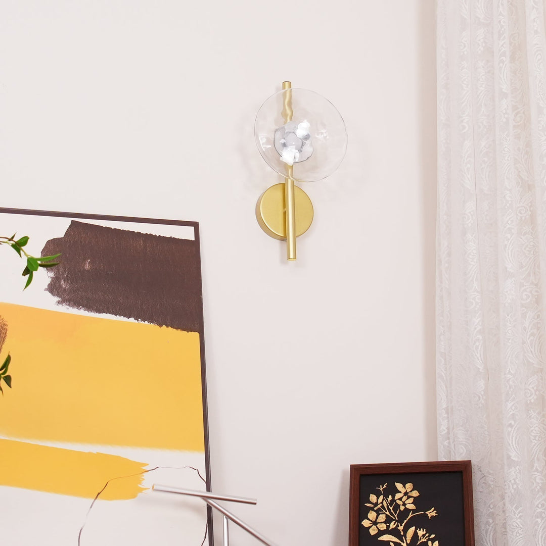 Lampa ścienna LED okrągła, minimalistyczna, teksturowana, do sypialni.
