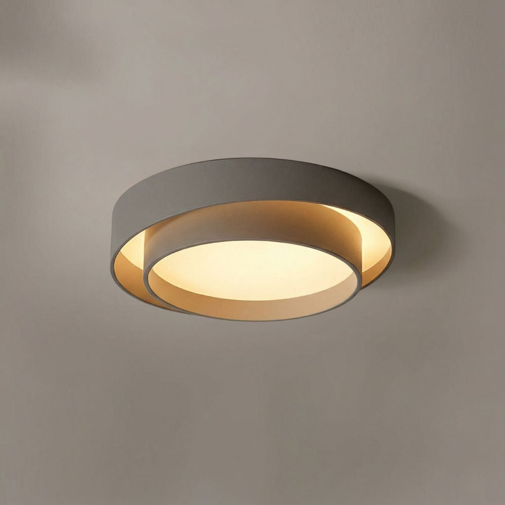 Szary plafon LED do garderoby, ściemnialna lampa sufitowa, minimalistyczny wygląd.