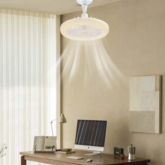 Elegancki wentylator sufitowy z lampą LED, pilotem i funkcją chłodzenia. Nowoczesny design do domu.