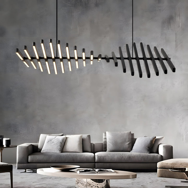Nowoczesny żyrandol LED DNA do salonu, designerska lampa sufitowa. Oświetlenie wnętrz, styl minimalistyczny.