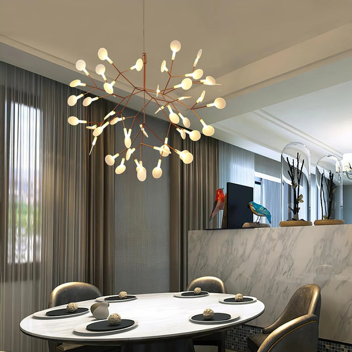 Czarny żyrandol Sputnik Firefly. Ściemnialna lampa LED do salonu, industrialny styl.