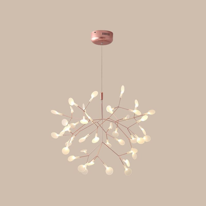 Ściemnialny żyrandol Sputnik Firefly. Złote oświetlenie LED, nowoczesna lampa do salonu.