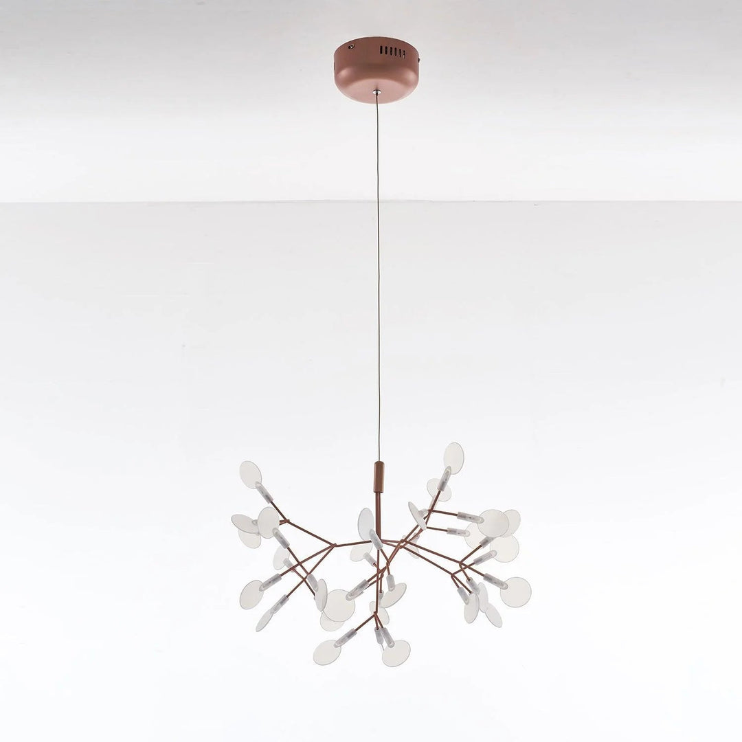 Złoty żyrandol Sputnik Firefly. Ściemnialna lampa LED, nowoczesne oświetlenie do salonu.