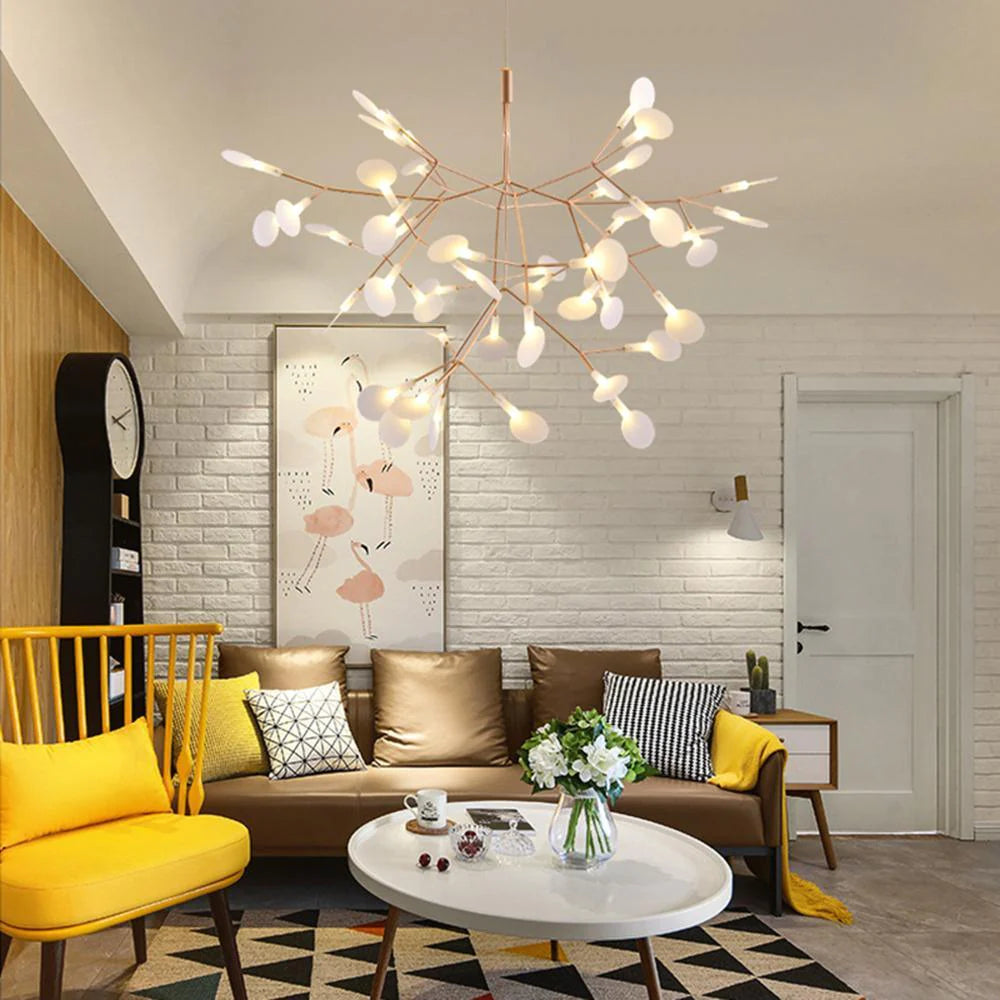 Nowoczesna czarna lampa Firefly w stylu Sputnik. Eleganckie oświetlenie LED do salonu/jadalni.