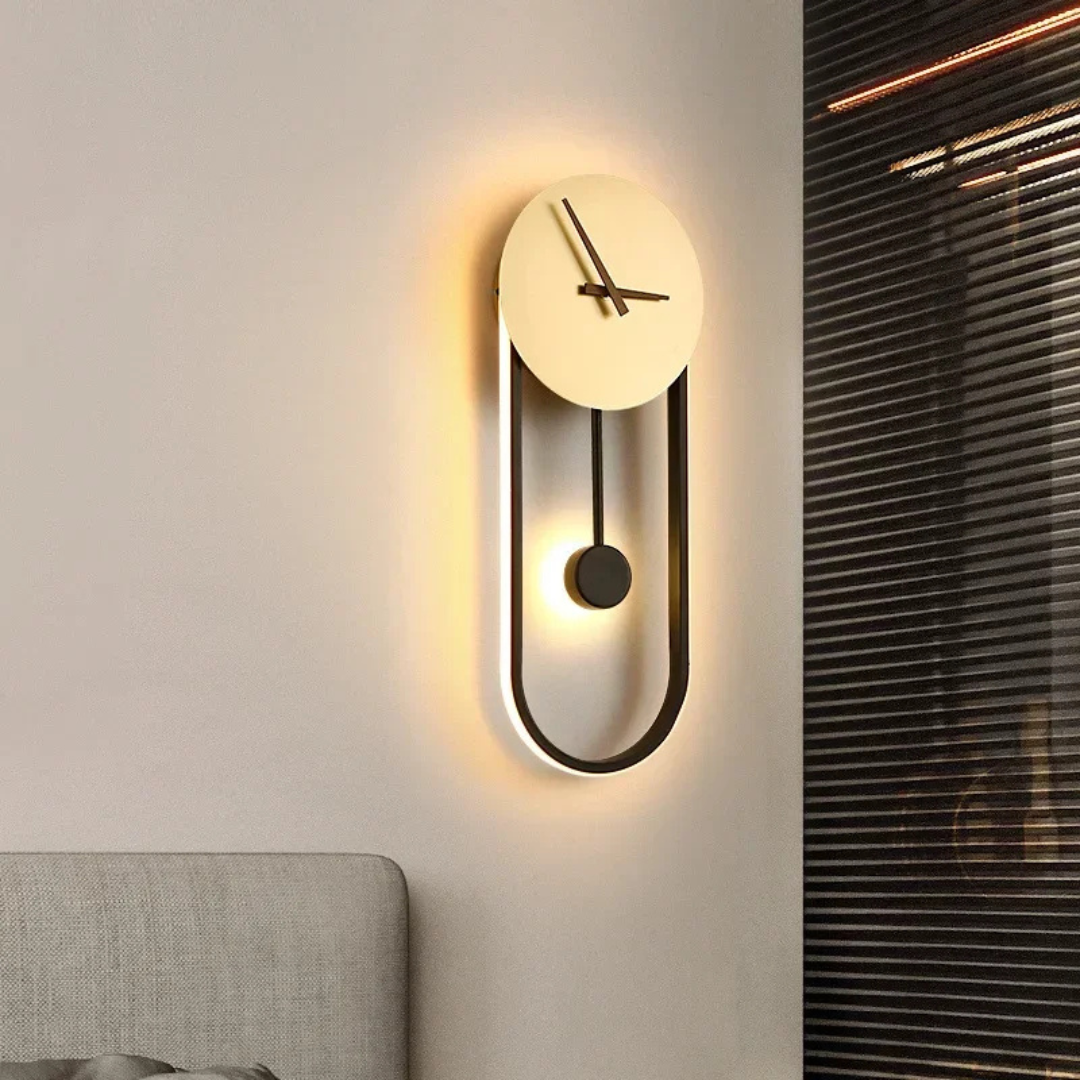 Elegancki zegar LED na ścianę, tworzący efekt świetlny. Nowoczesny akcent do sypialni i salonu.