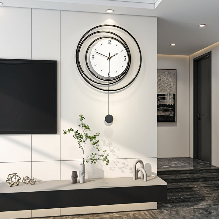 Nowoczesny zegar ścienny, metalowe wykończenie, minimalistyczny design. Idealny do salonu, biura.