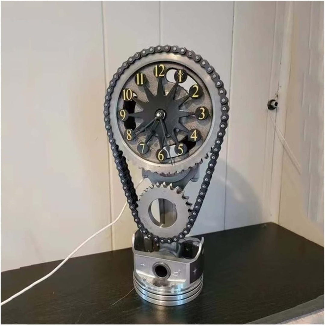 Nowoczesny zegar ścienny z obrotowym mechanizmem, minimalistyczny design, idealny jako dekoracja do domu lub biura.