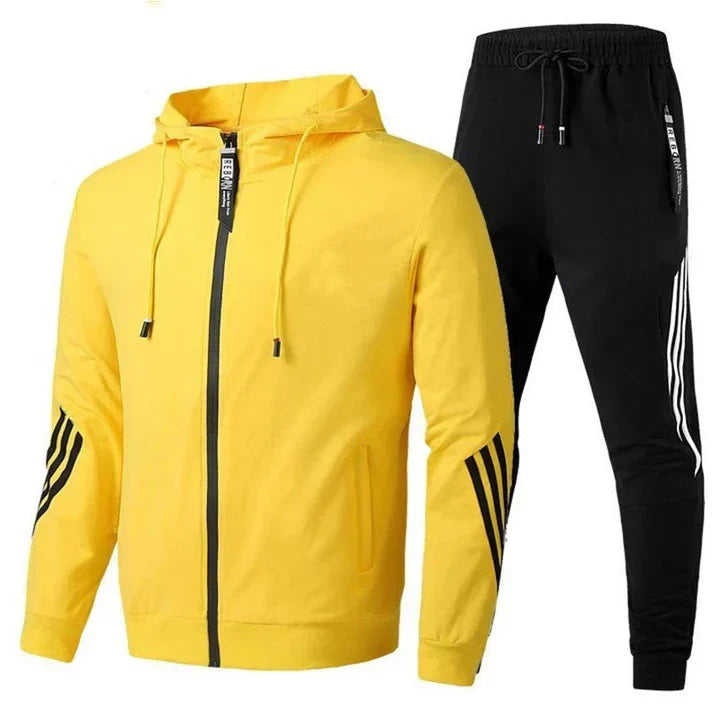 Męski dres sportowy z kapturem w całości, bluza i spodnie dresowe