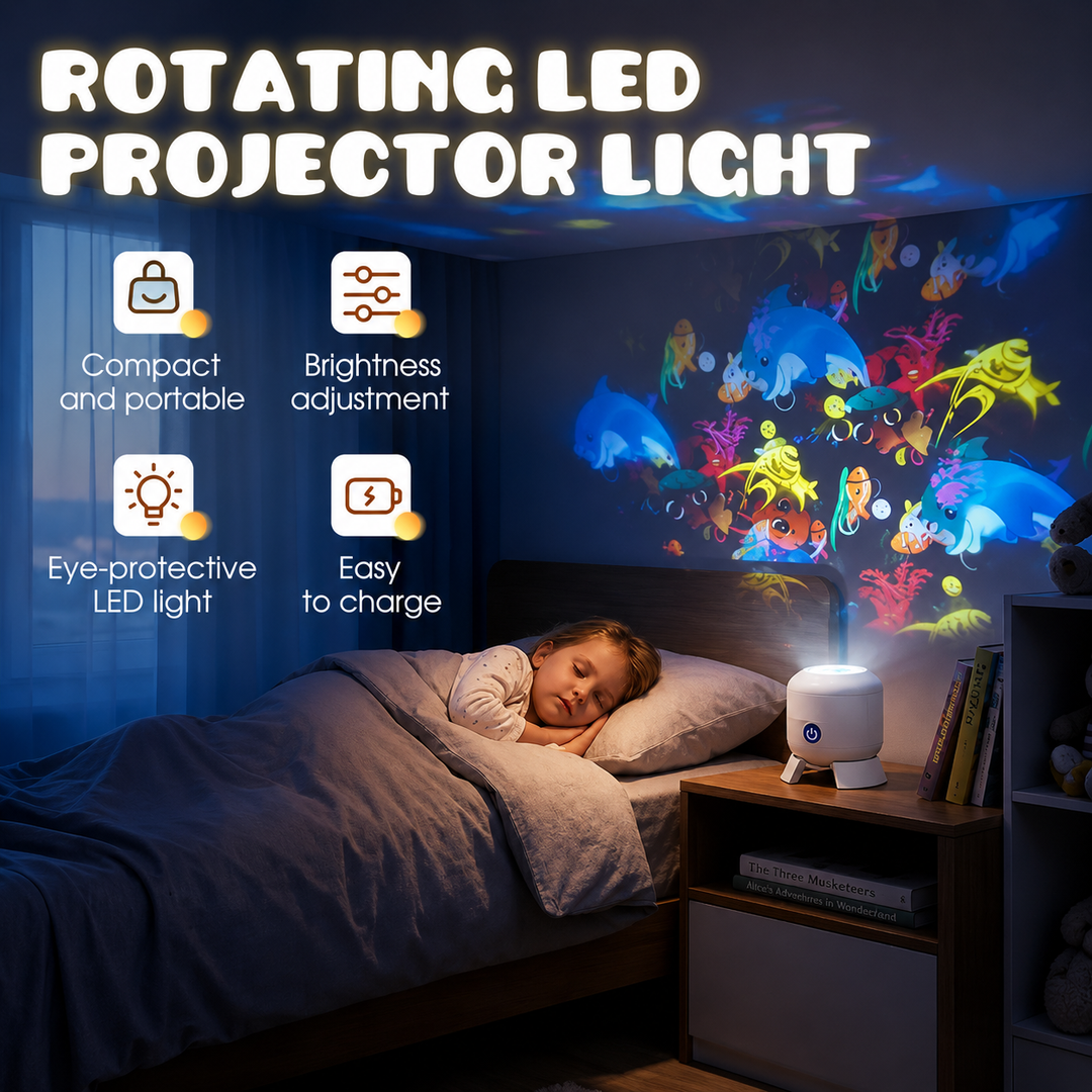 Projektor fal oceanu LED, lampka nocna dla dzieci i dorosłych. Oświetlenie dekoracyjne do pokoju, relaksujący prezent.