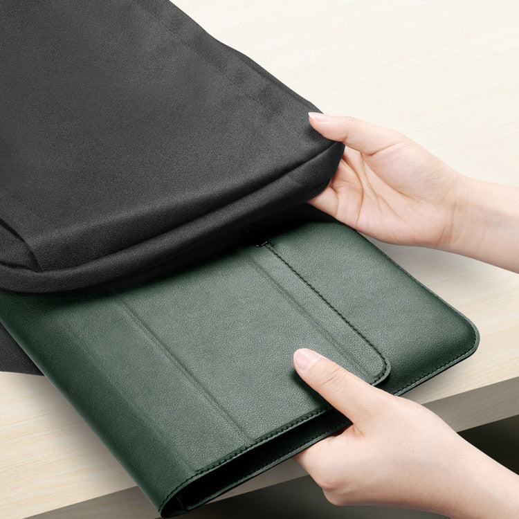 Eleganckie etui na laptopa z funkcją podkładki. Ochrona i wygoda dla mobilnego biura.