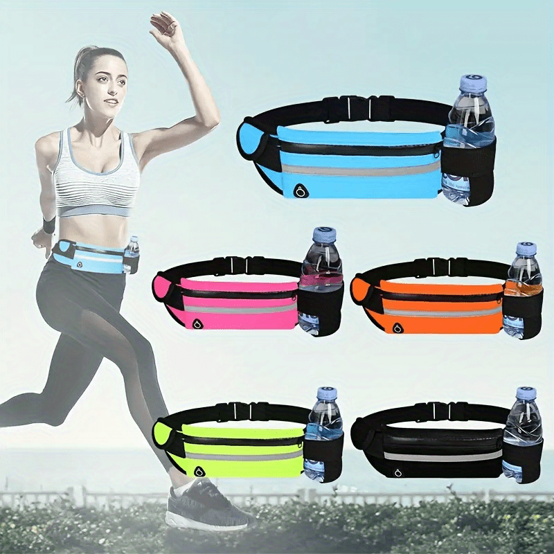 Zbliżenie na odblaskową, wodoodporną torbę nerkę na pas; widoczny materiał i zamek do sportu.