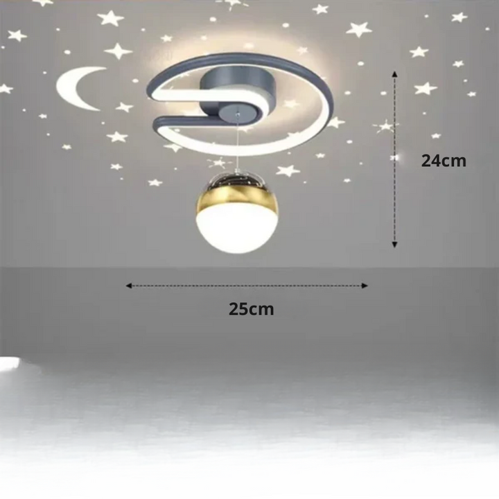 Okrągła lampa sufitowa LED, ściemniana, z gwiazdami. Nowoczesne oświetlenie do sypialni i pokoju dziecka.