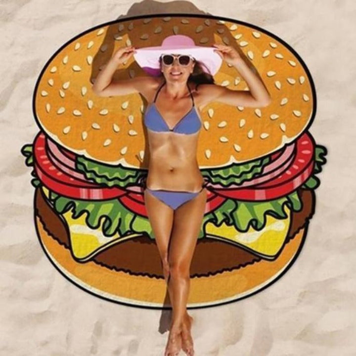 Ręcznik plażowy okrągły, motyw pizza. Idealny na basen, plażę. Lato, wakacje.