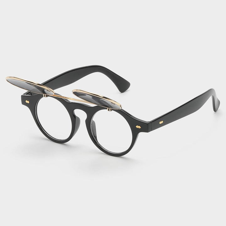 Stylowe akcesorium: okulary flip-up unisex, pełna ochrona UV400.