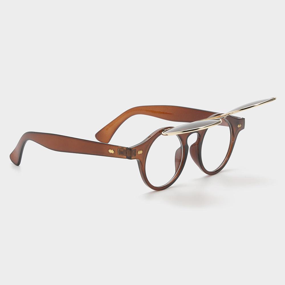 Eleganckie okulary przeciwsłoneczne flip-up, wysoka ochrona UV400.