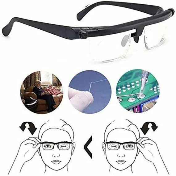 Wielofunkcyjne okulary do czytania i korekcji wzroku. Regulowane soczewki dla komfortu widzenia.