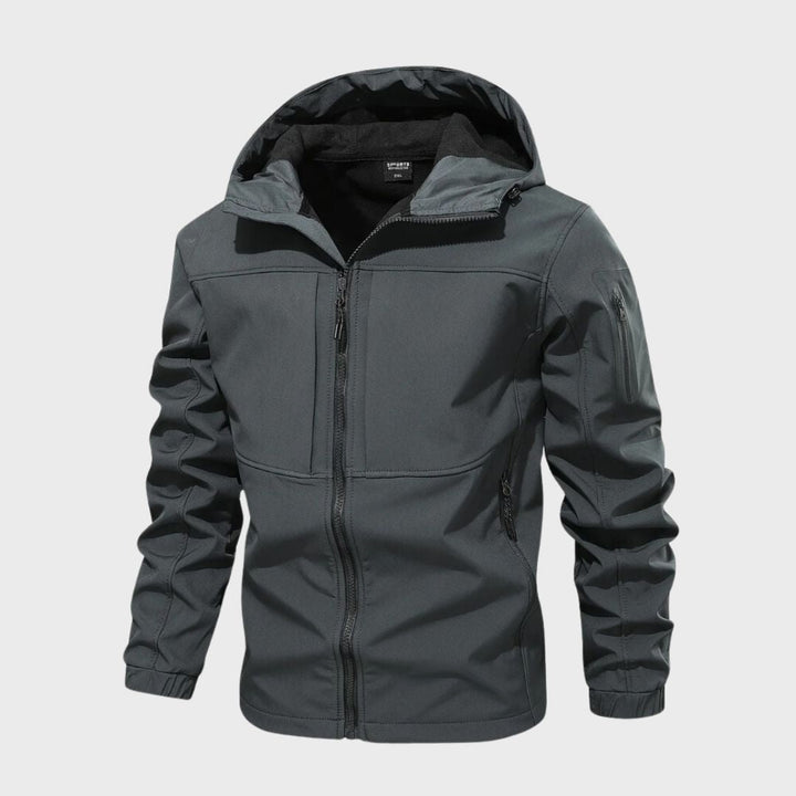 Męska szara kurtka przeciwdeszczowa softshell