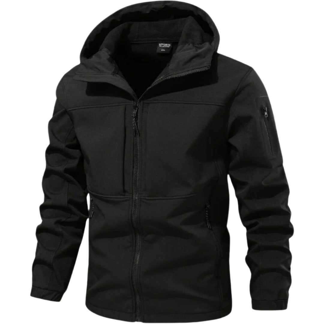 Męska czarna kurtka softshell z kapturem