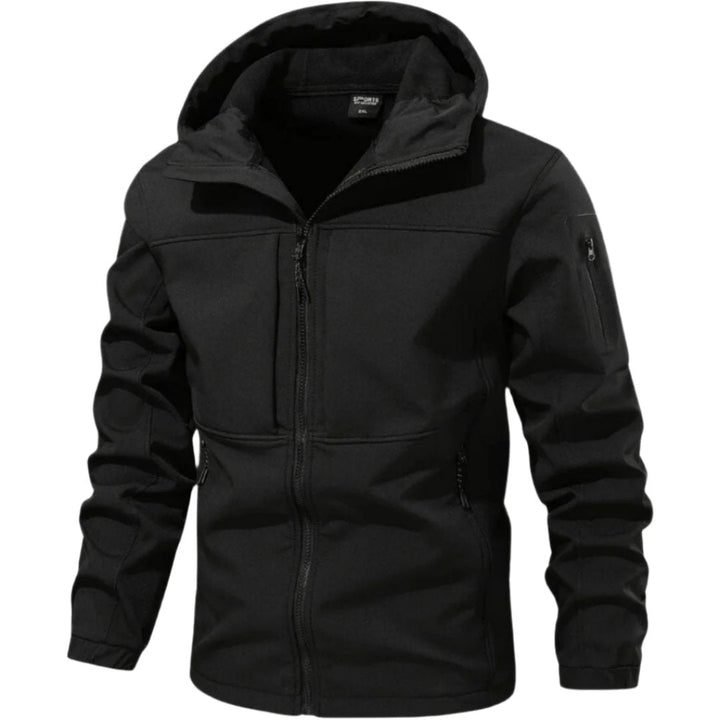 Męska czarna kurtka softshell z kapturem