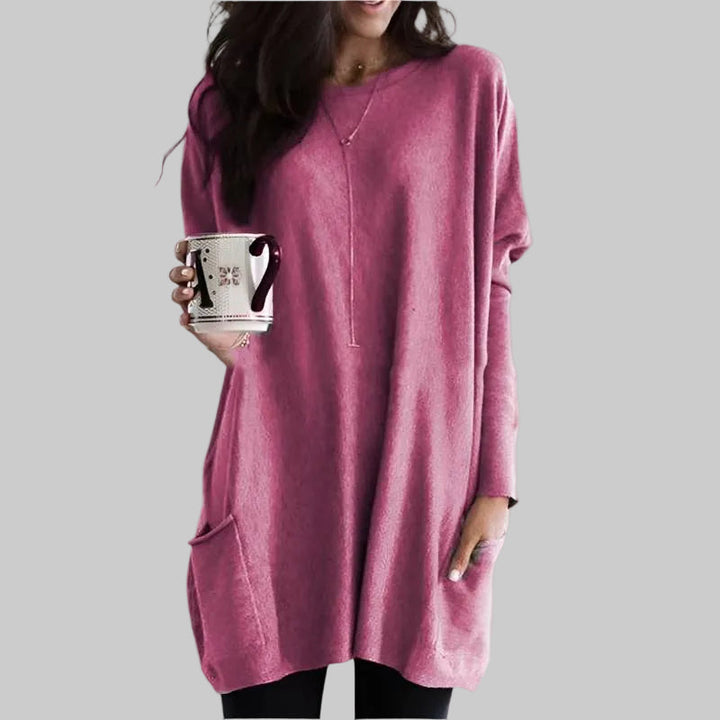 Stylowy długi sweter damski oversize z miękkiej przędzy