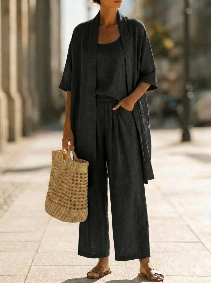 Stylowy trójczęściowy strój damski Malwina w wersji casual, idealny na lato