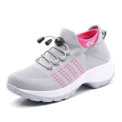 Szaro-czerwone buty sportowe unisex z elastyczną cholewką