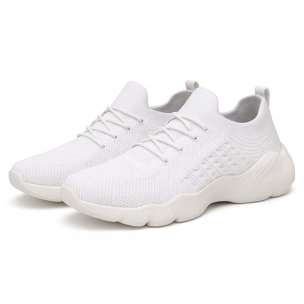 Białe męskie sneakersy ortopedyczne na białym tle