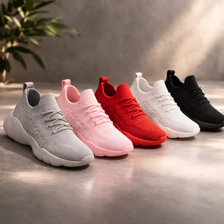Czerwone męskie buty sportowe ortopedyczne sznurowane