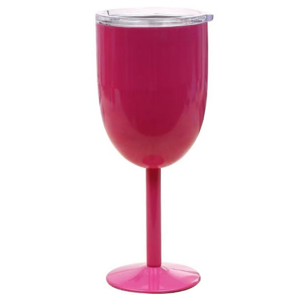 Nowoczesny kubek termiczny na wino w żywym kolorze, idealny na taras.