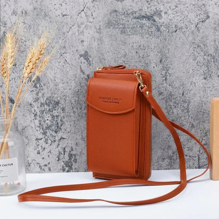 Brązowa damska torebka crossbody na ramię z kieszenią na klapkę