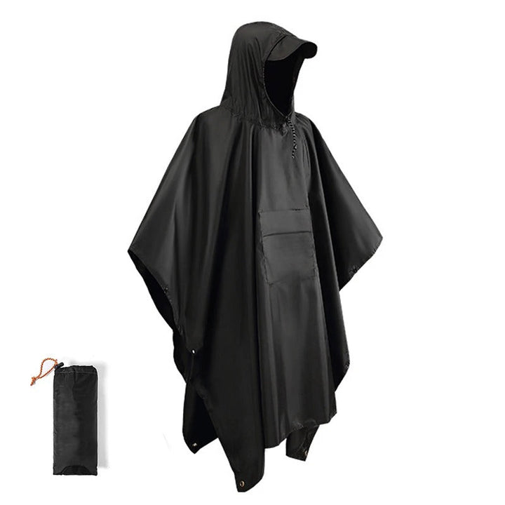 Kompaktowa peleryna podróżna uniseks z etui. Łatwe do spakowania poncho na deszcz.