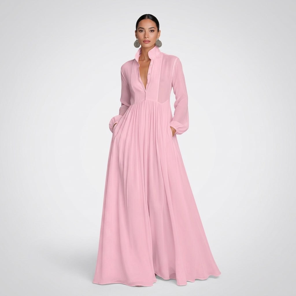 Damska sukienka maxi w stylu wizytowym z eleganckimi detalami