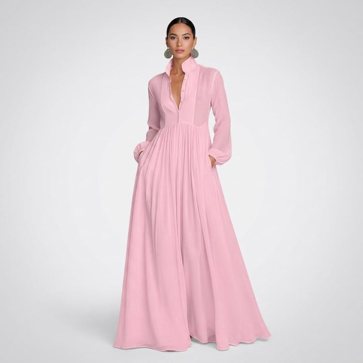 Damska sukienka maxi w stylu wizytowym z eleganckimi detalami