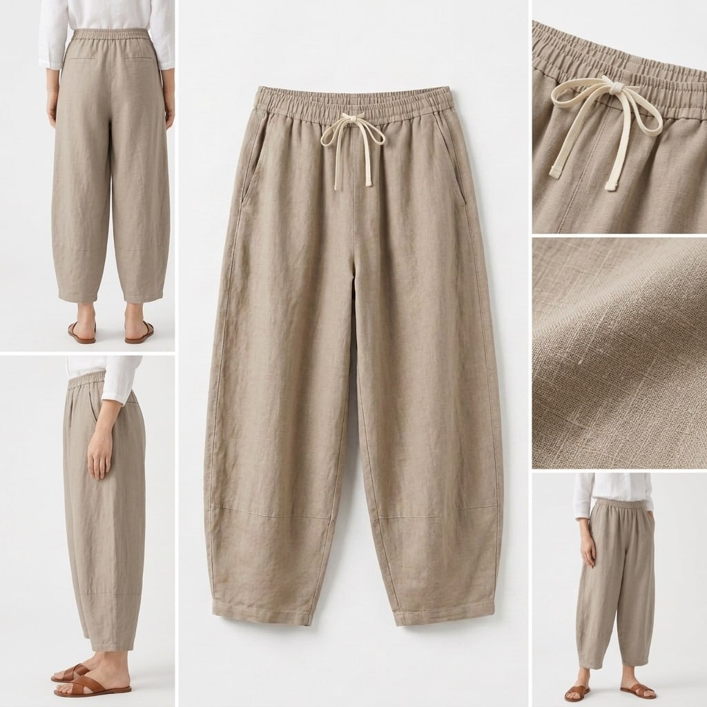 Luźne spodnie damskie casual z wysokim stanem w modnym kolorze