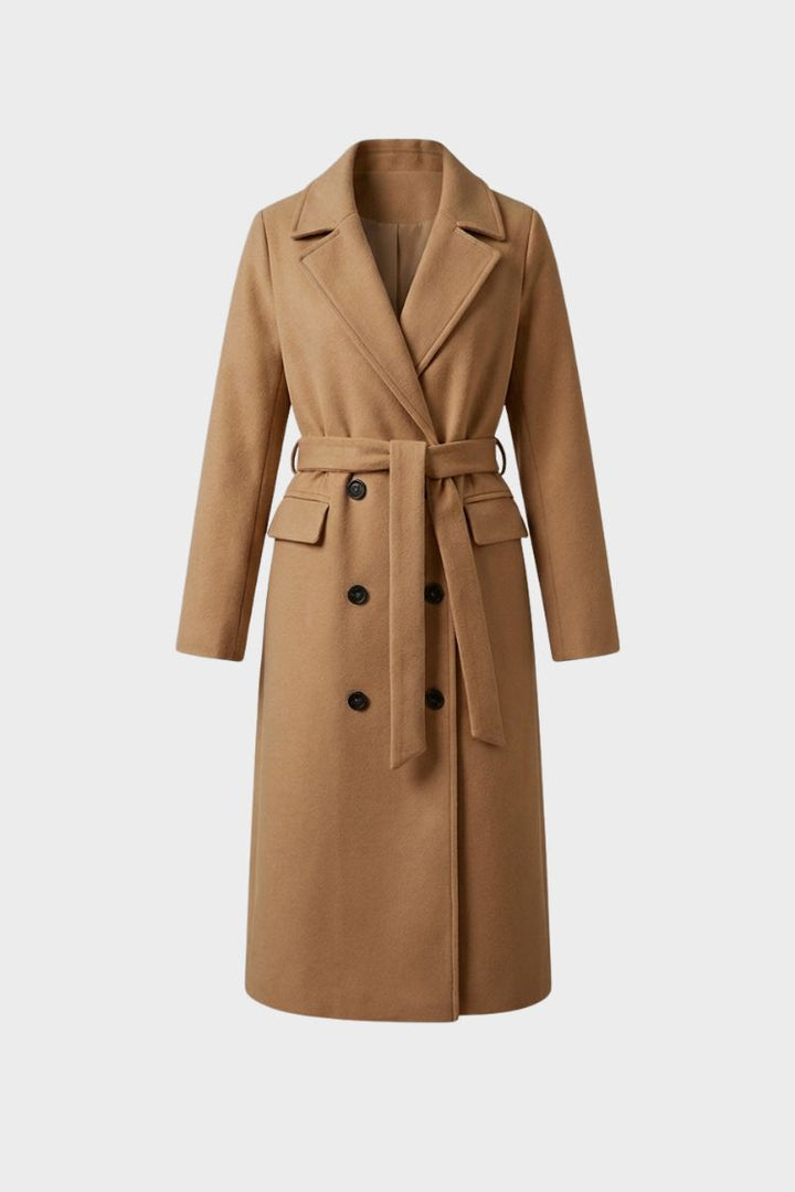 Elegancki damski płaszcz zimowy w odcieniu khaki