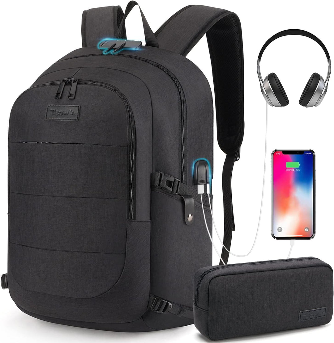 Plecak podróżny dla kobiet, antywłamaniowy, z portem USB i przegrodą na laptopa.