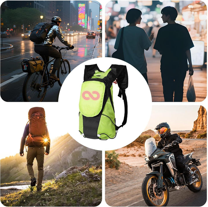 Stylowy plecak motocyklowy LED, bezpieczeństwo bez kompromisów na drodze.