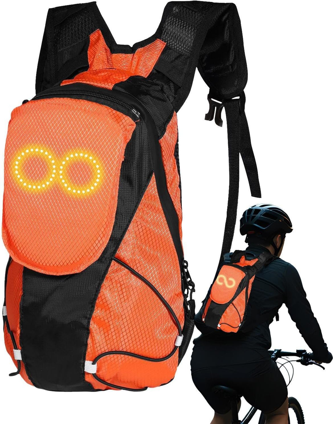 Plecak unisex z LED, widoczny i bezpieczny dla motocyklistów i rowerzystów.