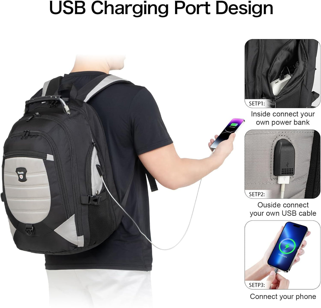 Wodoodporny plecak na laptopa 17.3", antykradzieżowy, z portem USB, idealny na każdą pogodę.