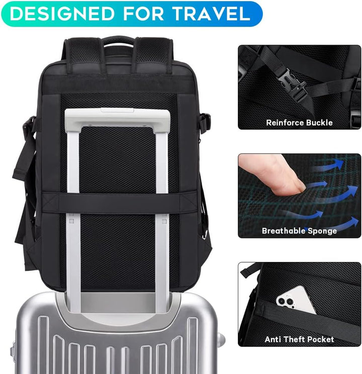 Stylowy plecak podróżny unisex 26-45L, wodoodporny, na laptopa, do użytku miejskiego.