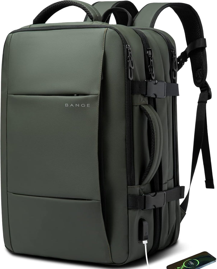 Plecak na laptopa 26-45L, wodoodporny, z wentylowanymi plecami, komfortowy w noszeniu.