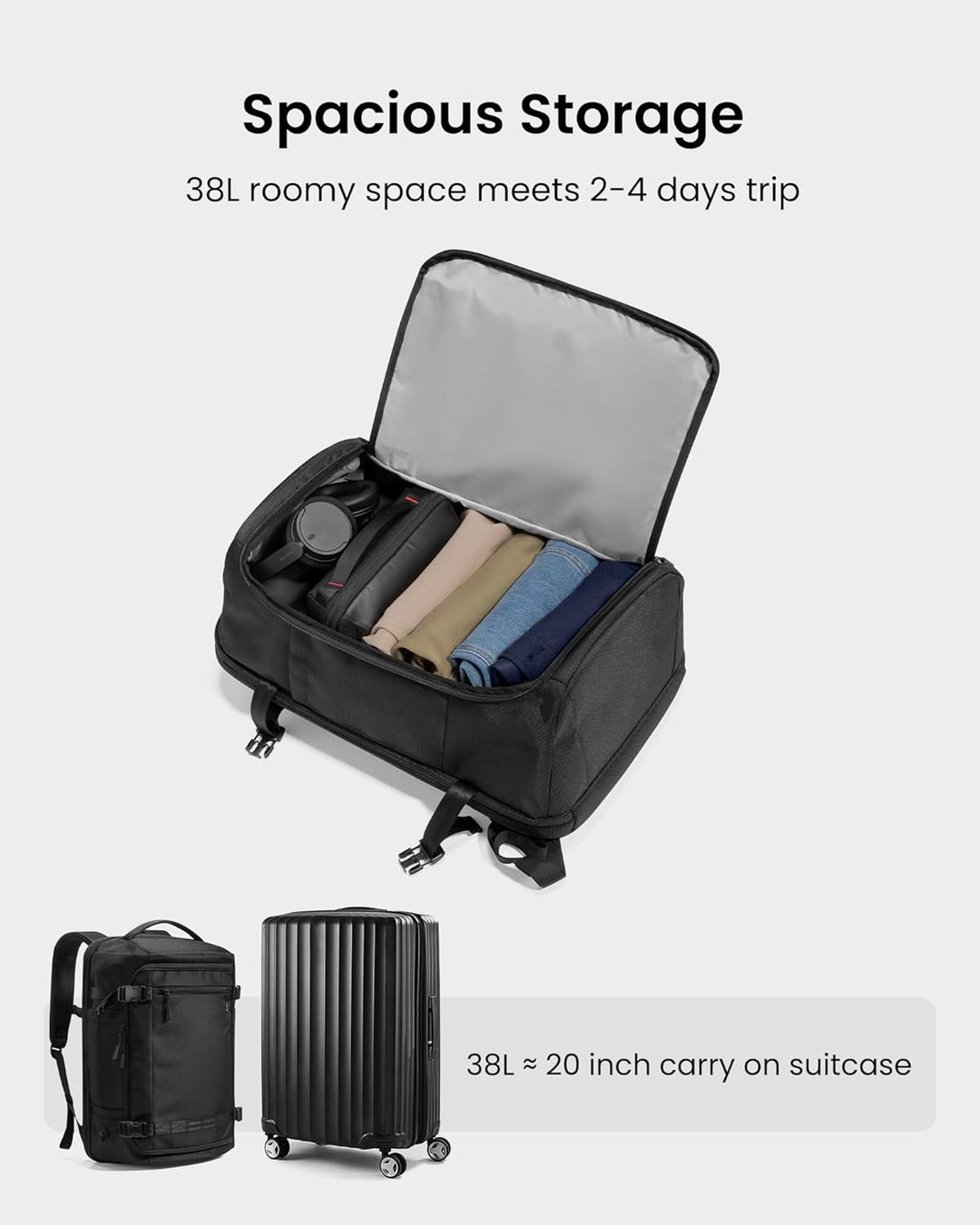 Elegancki plecak biznesowy 38L z komorą na laptopa, zatwierdzony przez TSA, do podróży służbowych.