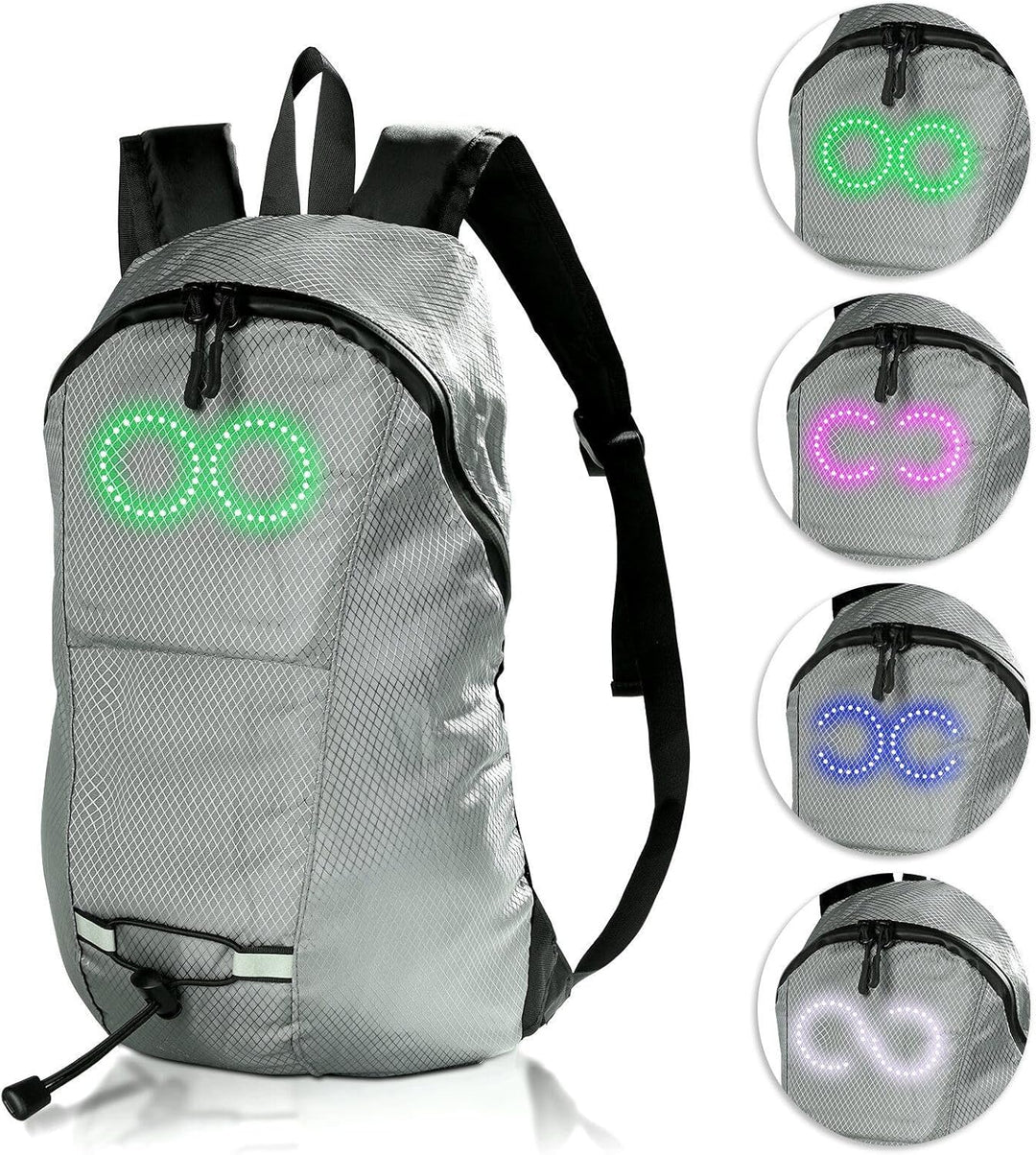 Unisex plecak Nexora z panelem LED reagującym na dźwięk, wodoodporny, na każdą przygodę.