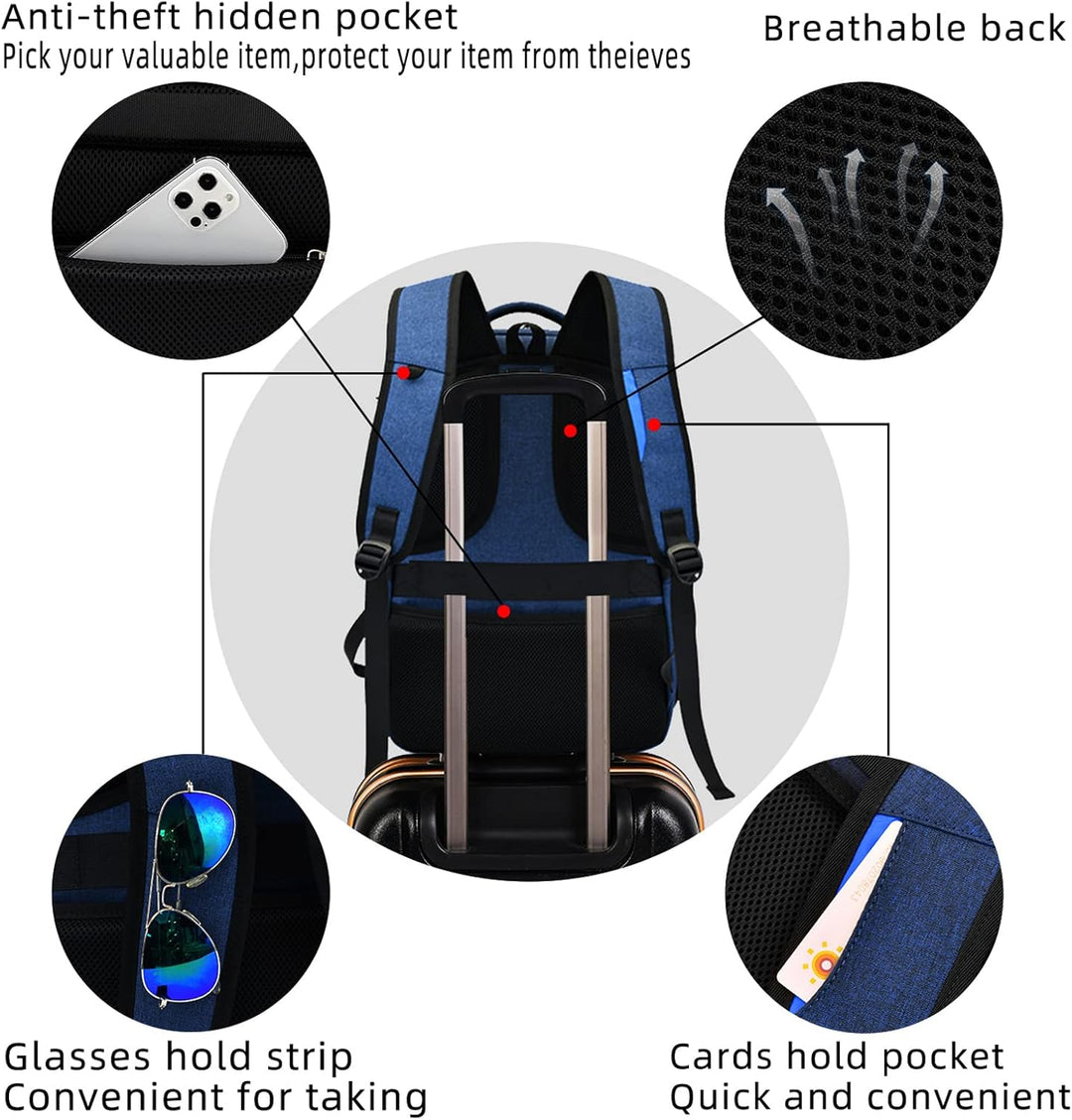 Wodoodporny plecak miejski unisex, na laptopa, z zewnętrznym portem USB do ładowania.
