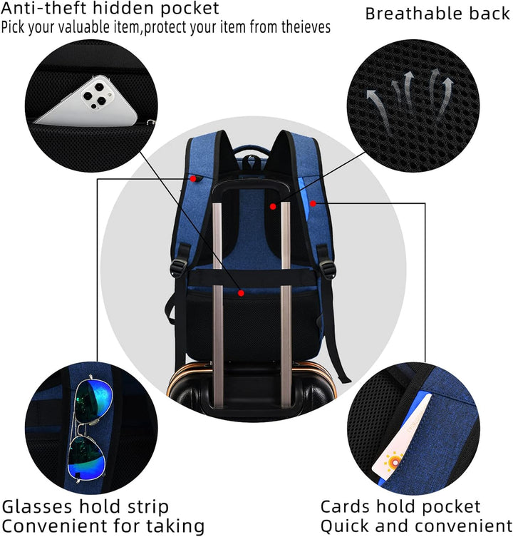 Wodoodporny plecak miejski unisex, na laptopa, z zewnętrznym portem USB do ładowania.