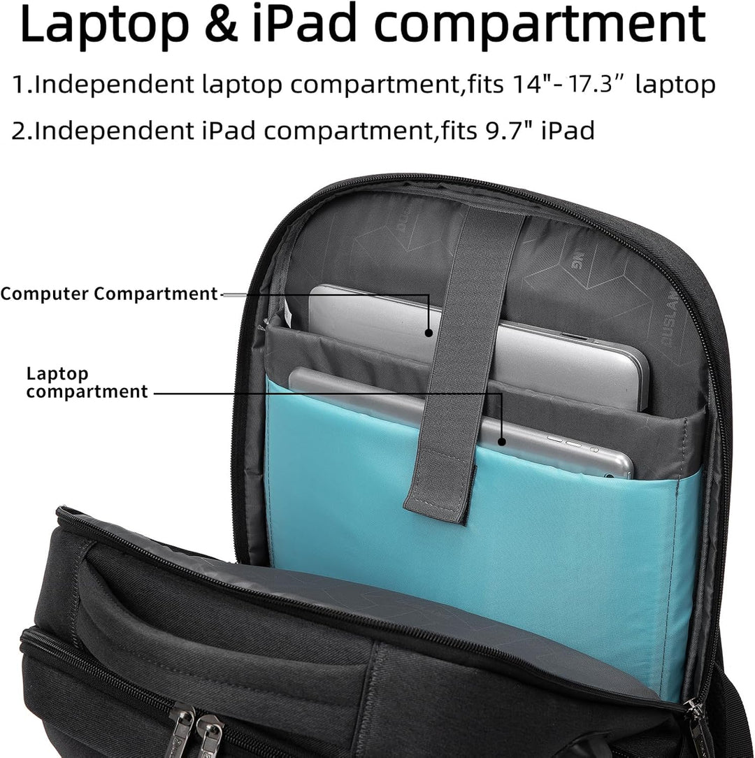 Duży plecak podróżny z USB, wodoodporny, z przegrodą na laptopa i miejsce na ubrania.