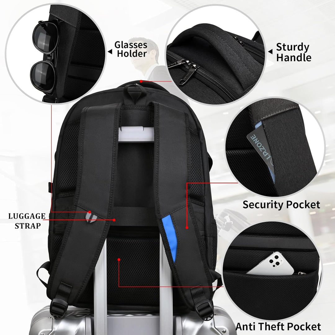 Plecak na laptopa 15.6 cala, z USB, wodoodporny, z dużą pojemnością do codziennego użytku.