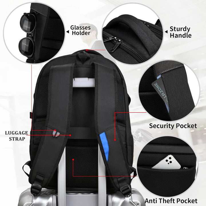 Plecak na laptopa 15.6 cala, z USB, wodoodporny, z dużą pojemnością do codziennego użytku.