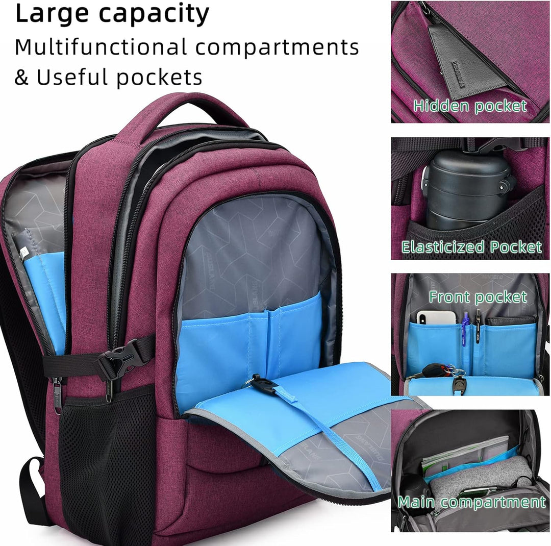 Wodoodporny plecak unisex na laptopa, z portem USB, z miejscem na dokumenty A4.