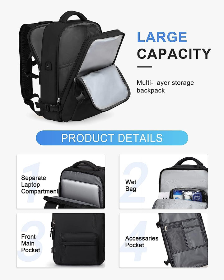 Nowoczesny plecak uniwersalny, wodoodporny, z portem USB, dedykowanym miejscem na laptopa 14" i organizerem.